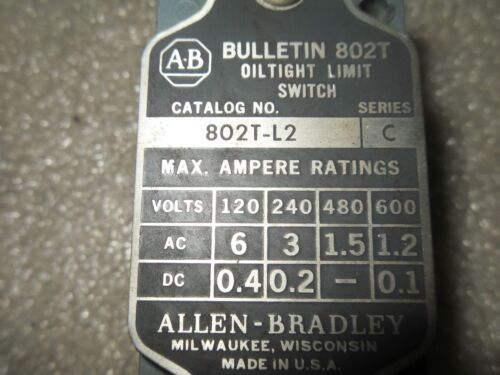 1 Allen-Bradley 802T-L2 OILTIGHT LIMIT SWITCH