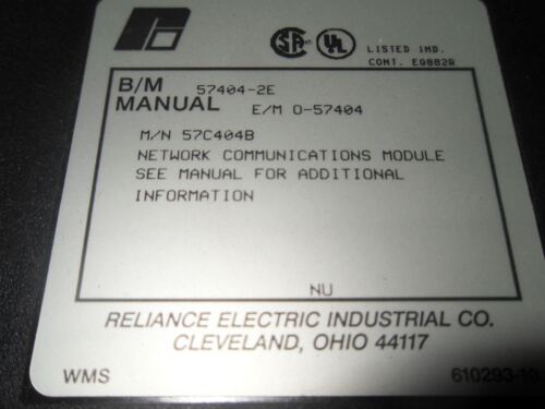 1 Reliance 0-57404-2E NETWORK COMMUNICATIONS MODULE