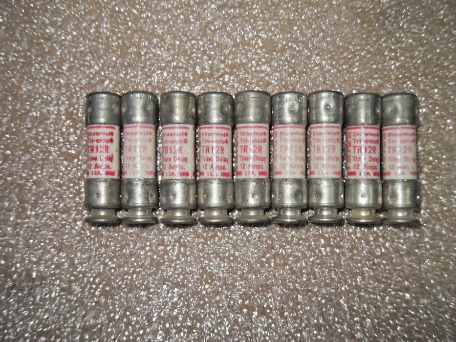 9 Gould Shawmut Tri-Onic TR12R 250VAC Fuses