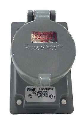 T&B Russellstoll SKR5G 20A 250VDC/600VAC 5-Wire Ever-Lok Grounded Receptacle