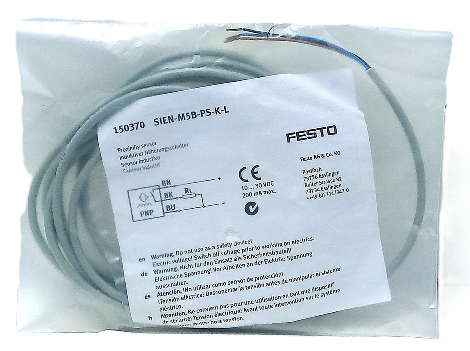 Festo SIEN-M5B-PS-K-L 150370 10-30 V DC Inductive Proximity Sensor