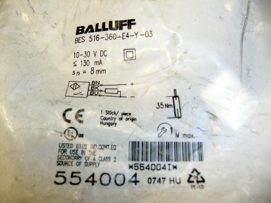 Balluff BES 516-360-E4-Y-03 Inductive Sensor