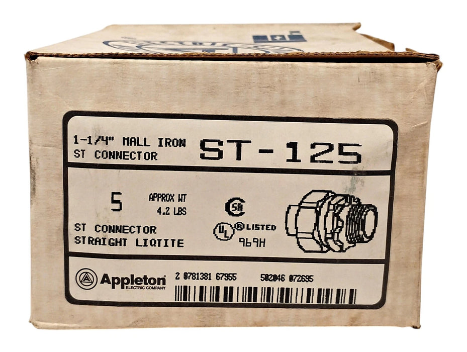 Appleton ST-125 1-1/4 in Liquidtight Flexible Metal Straight Conduit Fitting