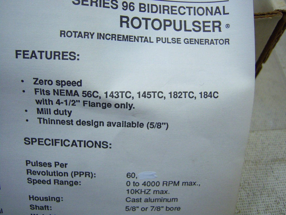 Dynapar Rotopulser Bi-Directional Ring 960Bt000 60 Ppr Gear