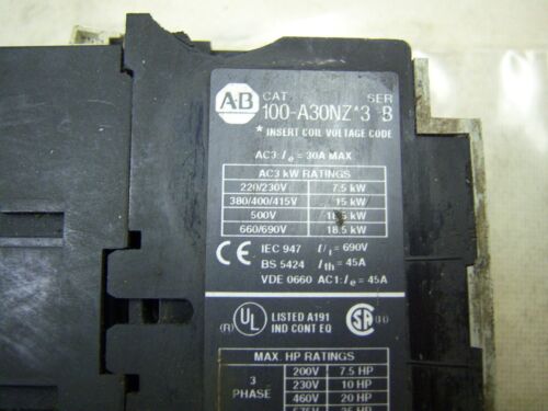 Allen-Bradley Contactor 100-A30NZJ3 30A 24VDC
