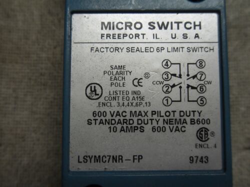 1 MICRO SWITCH LSYMC7NR-FP LIMIT SWITCH