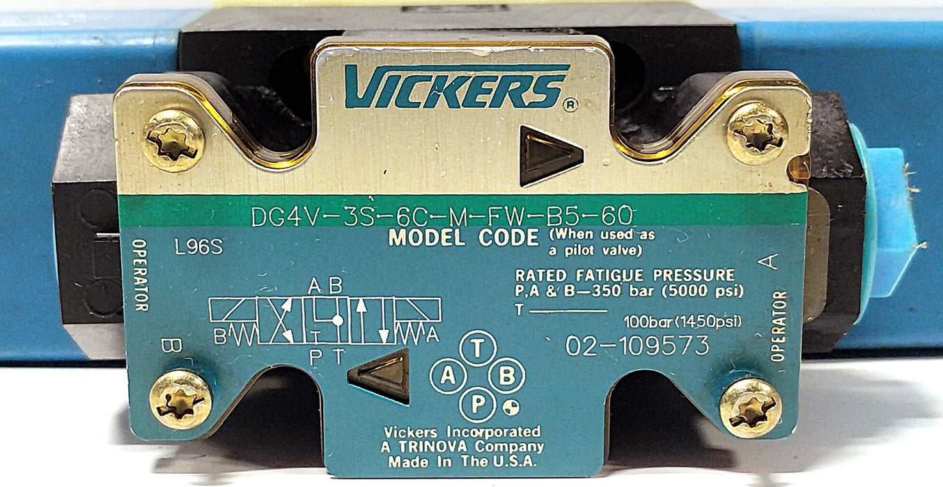 Vickers DG4V-3S-6C-M-FW-B5-60 100 bar Solenoid Valve w/ 110/120 V AC Coil