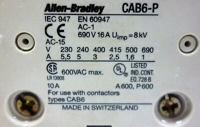 Allen-Bradley CAB6-170-EI-11-10 Motor Starter
