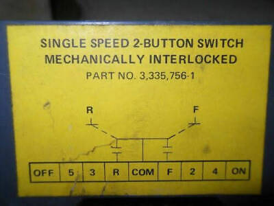Joy 3,335,756-1 Single Speed 2-Button Switch