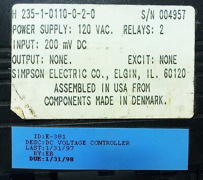 Simpson H235-1-0110-0-2-0 4 Digit 120 V AC Digital Panel Meter