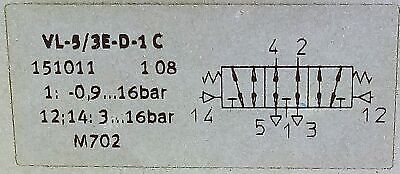 Festo VL-5/3E-D-1-C 151011 13.7-240 psi Pneumatic Valve