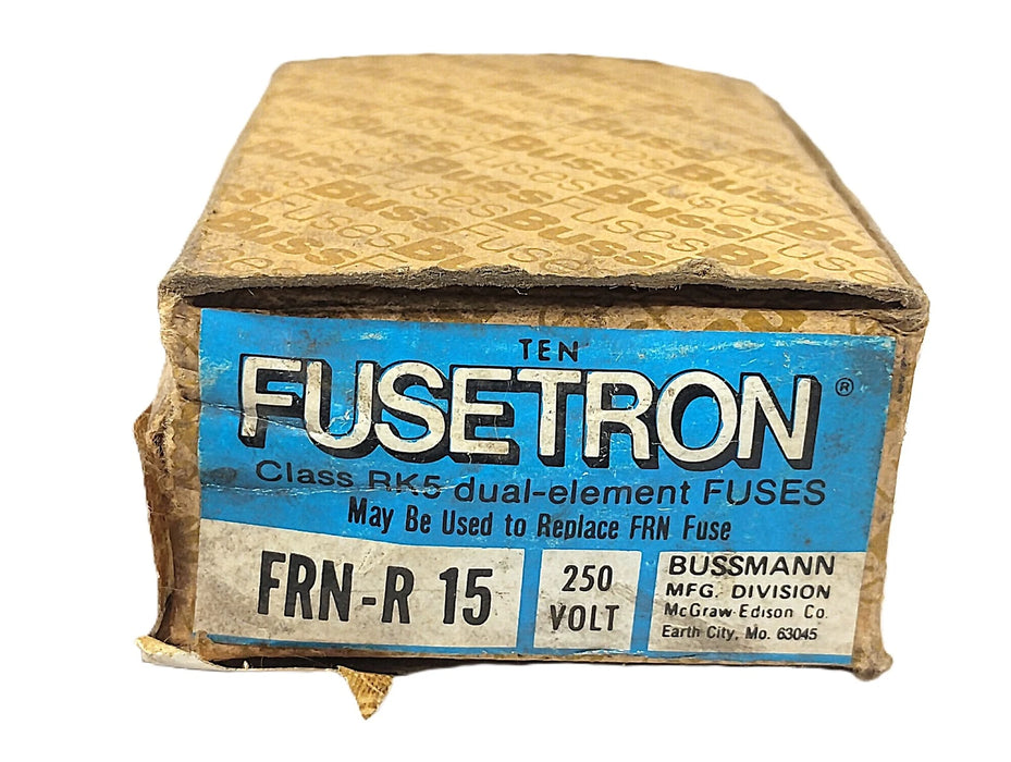 Bussmann FRN-R-15 250 V AC 15 A Class RK5 Current-Limiting Time-Delay Fuses