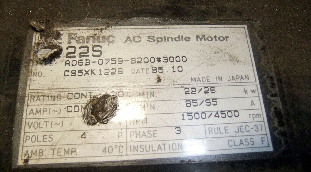 Fanuc AC Spindle Motor A06B-0759-B200 #3000