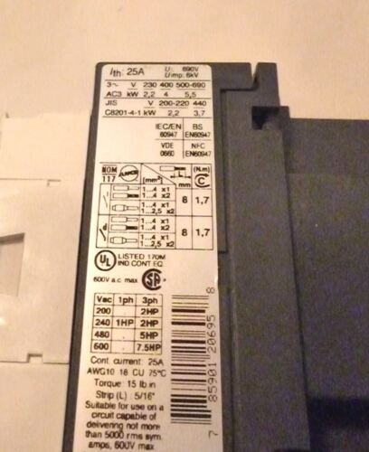 Telemecanique Contactor LC1D09G7 25A 3P 120VAC