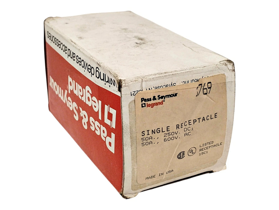 Pass Seymour 3769 600VAC/250VDC 50 A Twist-Lock Single Receptacle
