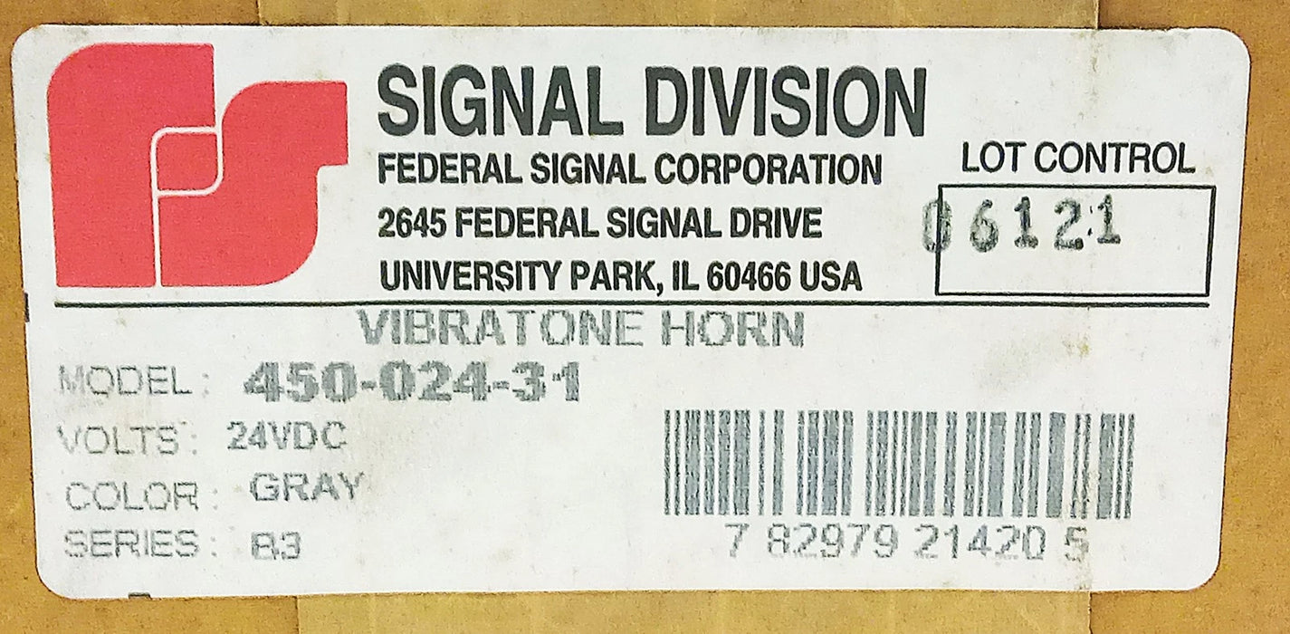 Federal Signal 450-024-31 Model 450 VIBRATONE 24 V DC Horn