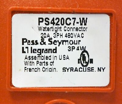 Pass & Seymour PS420C7W 480VAC 3PH 20A Watertight Plug