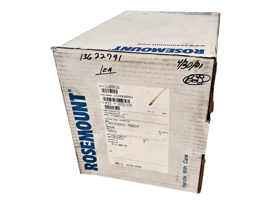 Emerson Rosemount 1151GP9S52B1M7DF 0-3000 PSI Smart Pressure Transmitter