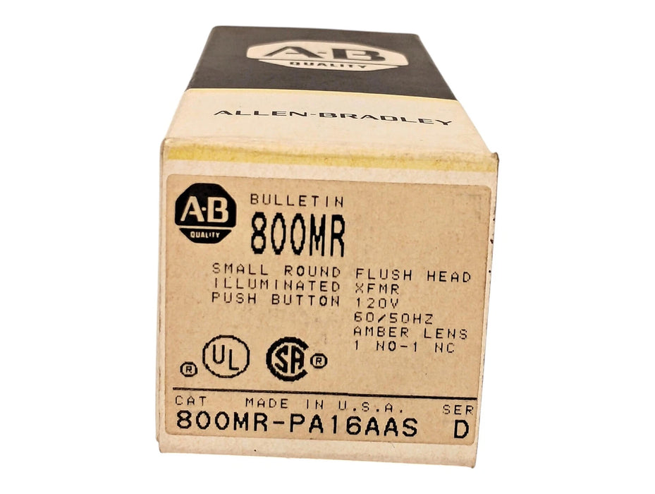 Allen-Bradley 800MR-PA16AAS 10 A Illuminated Pushbutton w/ Flush Amber Head