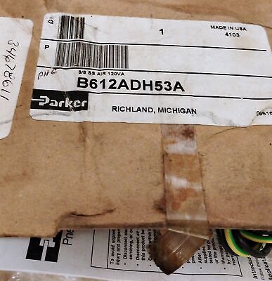 Parker B612ADH53A 120VAC/67VDC 150 psi Solenoid Valve