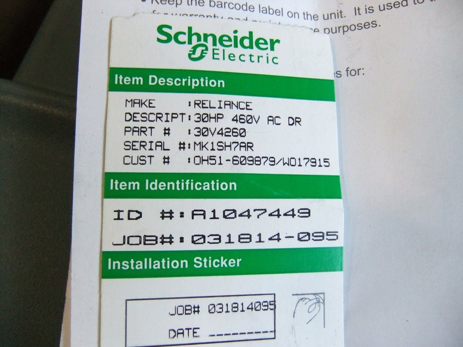 Reliance Drive 30HP 460V GV3000/SE 30V4260