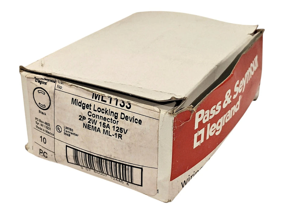 Legrand ML1133 125 VAC 15 A 2-Pole 2-Wire Midget Locking Non-Grounding Connector