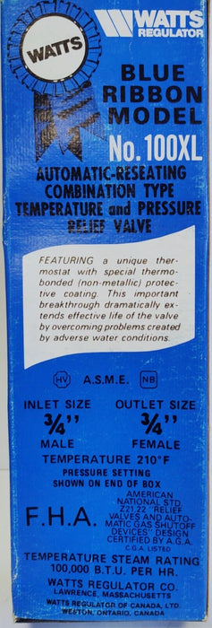 Watts 100XL-4 M4 3/4" Blue Ribbon Temperature and Pressure Relief Valve