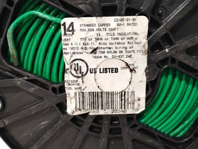 Southwire 22-95-91-01 14 AWG GREEN MTW THWN THHN AWM 500 FT SPOOL