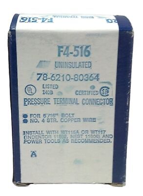 Thomas & Betts F4-516 Non-Insulated Ring Terminal Connectors 4AWG 5/16in -Qty 20