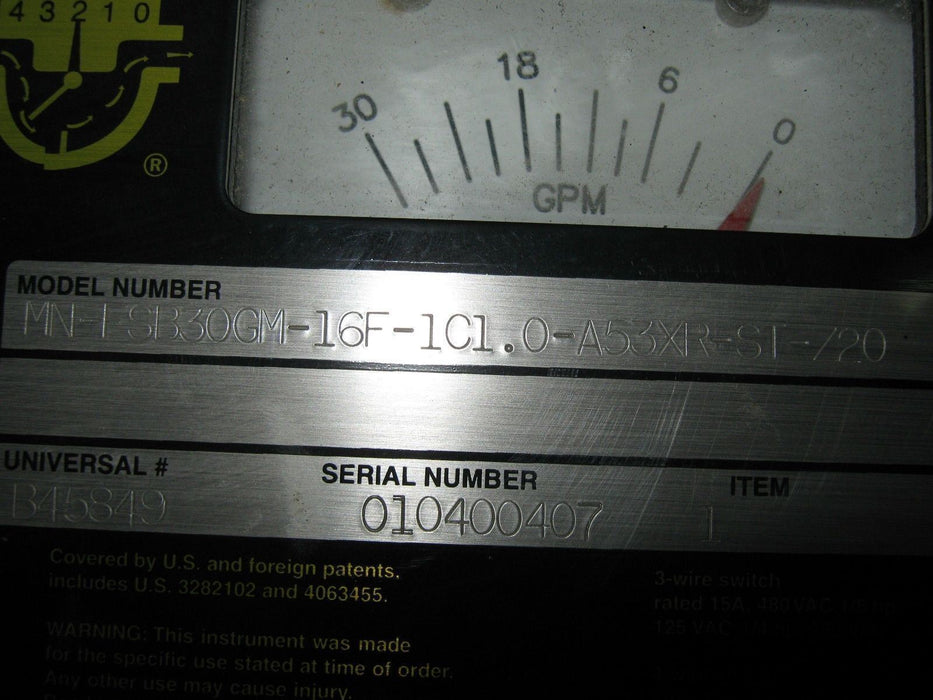 1 UFM MN-FSB30GM-16F-1C1.0-A53XR-ST-Z20 FLOW METER W/ GAUGE