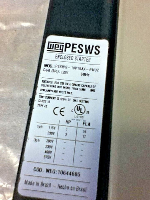 WEG PESWS-18V18AX-RM32 Motor Starter