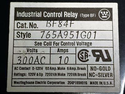 Westinghouse BF84F Control Relay