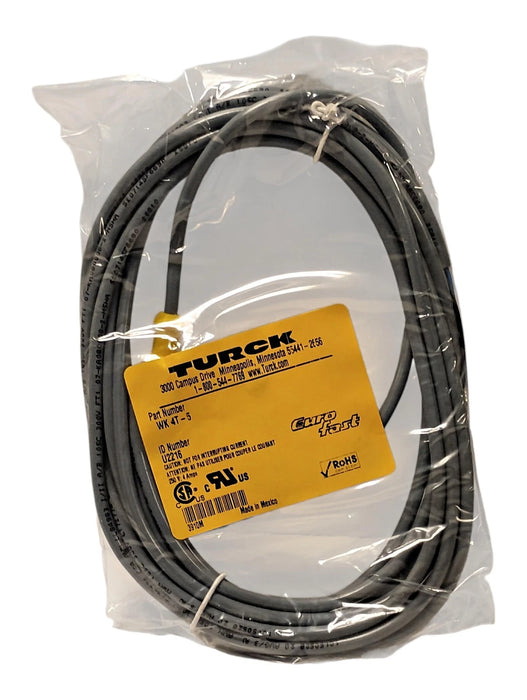 Turck WK-4T-5 3-Wire Cable w/ 1 M12 Euro Fast Connector