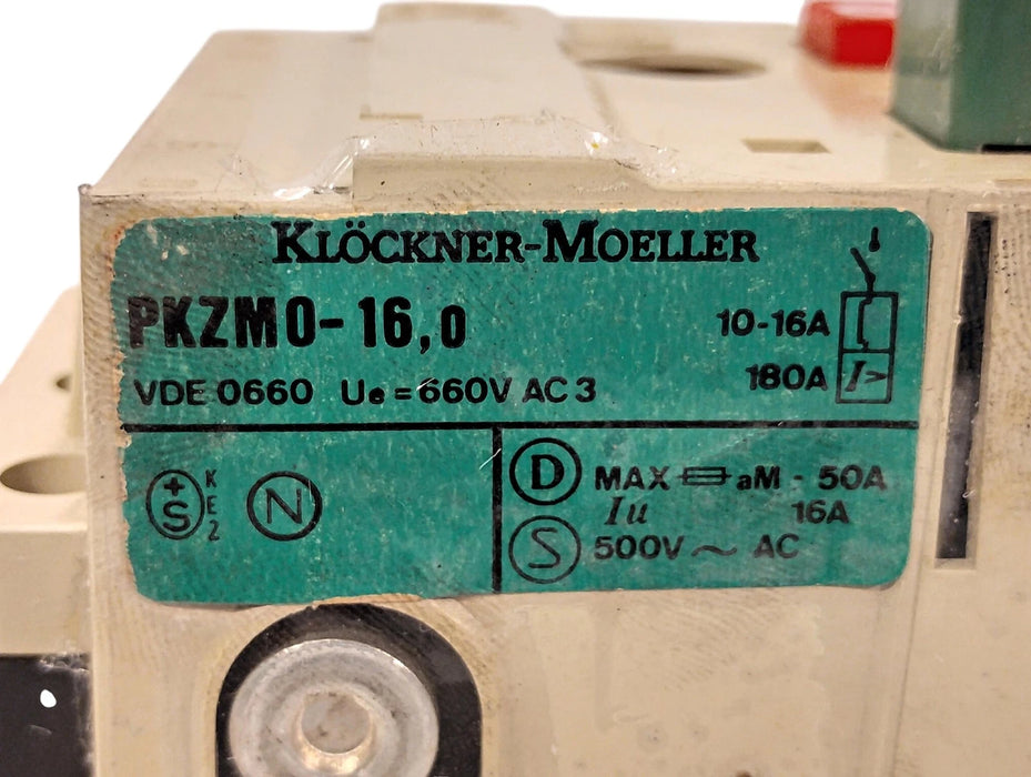Klockner Moeller PKZM0-16 690 V AC 3 Pole 10-16 A Adjustable Manual Starter