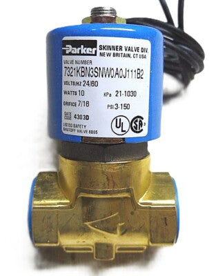 Parker 7321KBN3SNW0A0J111B2 24 V AC 10 W 3-150 psi Safety Shutoff Solenoid Valve