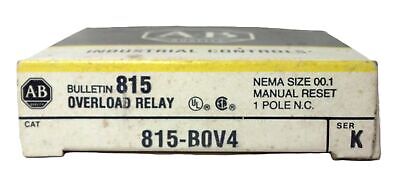 Allen-Bradley 815-BOV4 600 V AC 1 P Manual Reset Overload Relay for 00-1 Starter