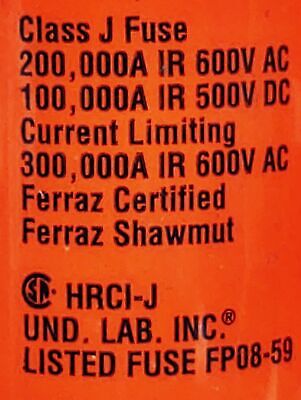 Ferraz Shawmut AJT90 600VAC/300VDC 90 A Class J Current-Limiting Time-Delay Fuse