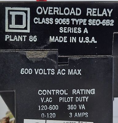 Square D 9065 SEO-6B2 Overload Protection Relay
