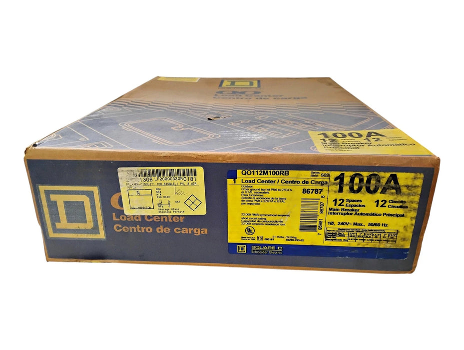 Square D QO112M100RB 100 A 240 V 1 PH 12 Space Outdoor Main Breaker Load Center