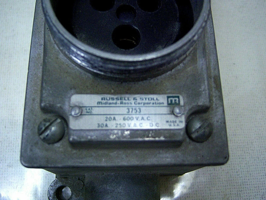 Russell Stoll Plug and Receptacle 3753 30A @250VAC 20-600VAC
