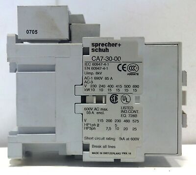 Sprecher + Schuh CA7-30-00 Contactor w/ CRI7E-24 Controller & CA7-PA Contact