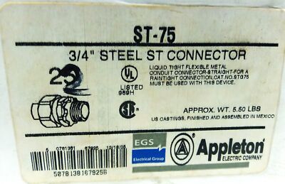 Appleton ST-75 3/4 in Zinc-Plated Liquid Tight ST Conduit Connector