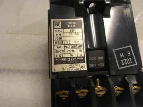 Square D Control Relay 8501-GO40