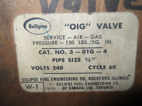 ECLIPSE 3-01G-4 240 V 150 PSI GAS VALVE