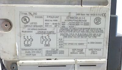 ABB SACE T4L250 3 P 600 V 250 A Molded Case Circuit Breaker w/ Lever