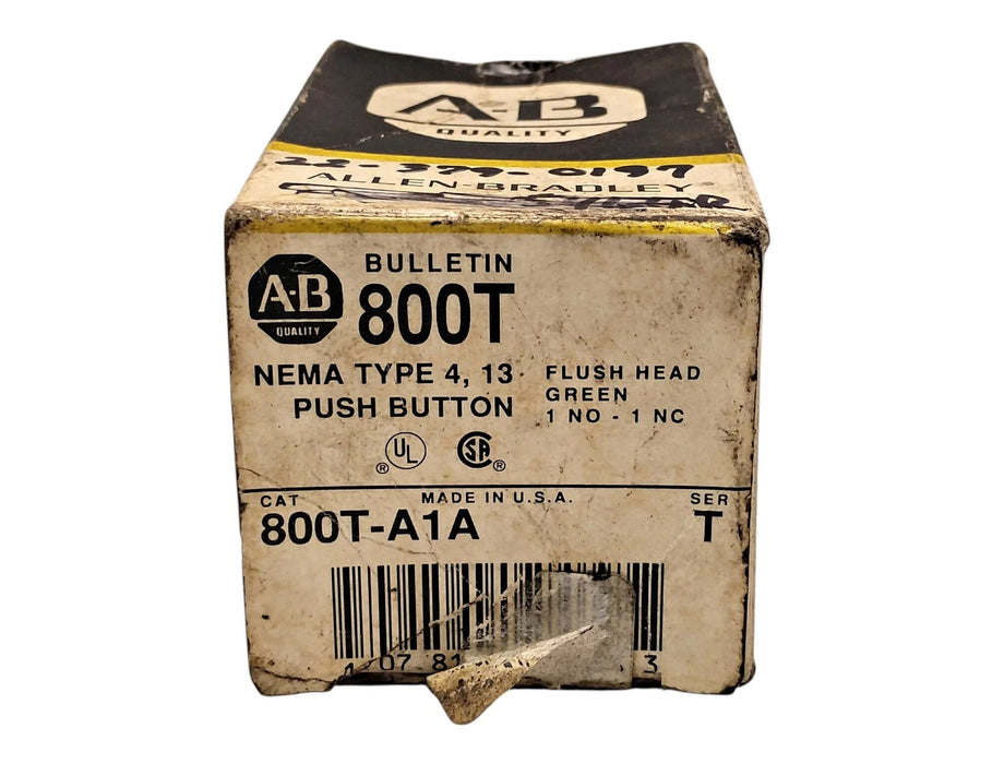 Allen-Bradley 800T-A1A Series T 30.5 mm Pushbutton w/ Flush Green Head