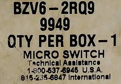 Honeywell BZV6-2RQ9 Limit Switch with Top Roller Plunger