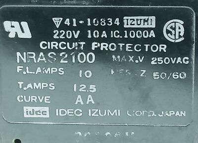 IDEC NRAS2100 250 V AC 10 A 2 Pole Supplementary Protection Circuit Breaker