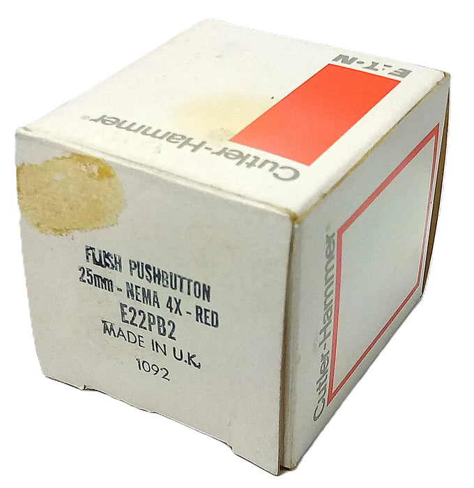 Cutler-Hammer E22PB2 Red 25 mm Flush Momentary Pushbutton
