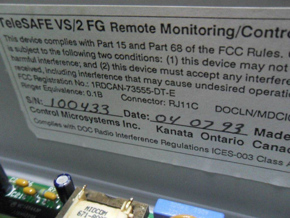 Control Microsystems FG100433 TeleSAFE VS/2 control unit enclosure